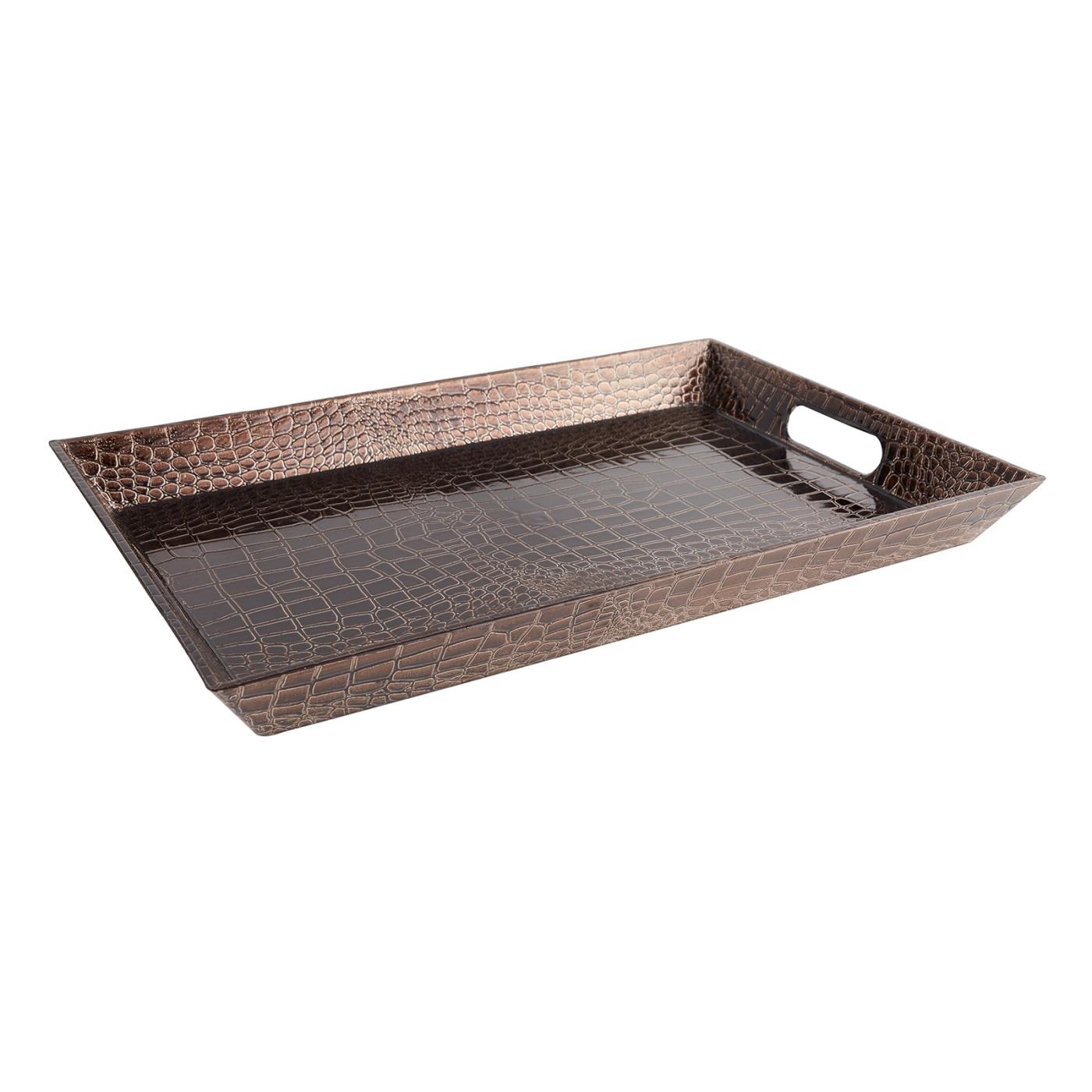 Brown Gator Lacquer Tray - 18" x 12"