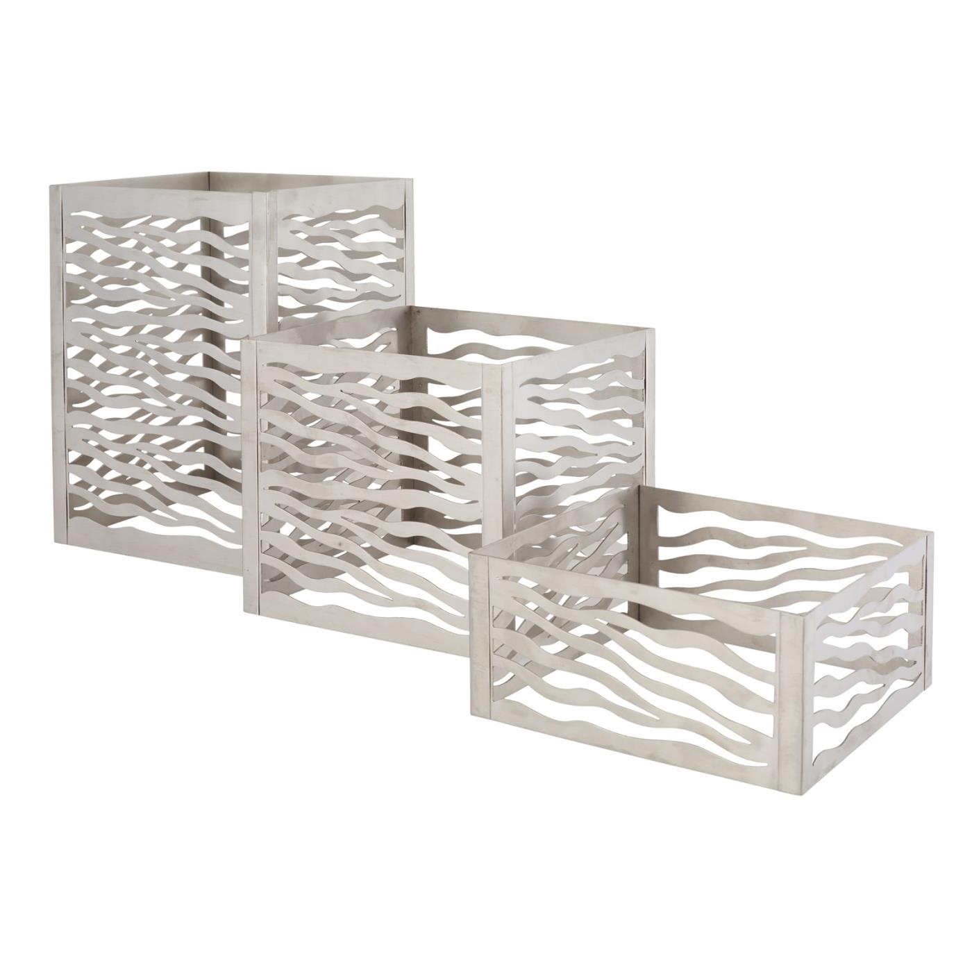 Risers (Set of 3) - Stainless Steel Square Wavy