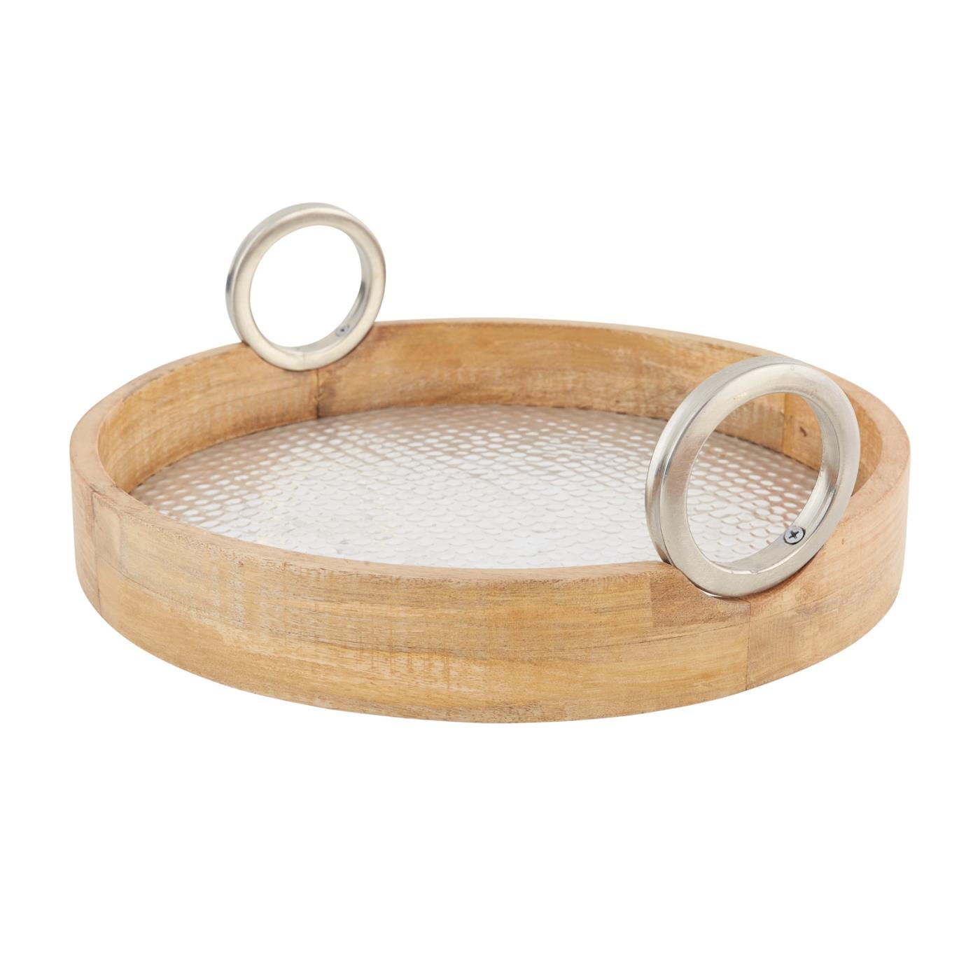 Embossed Round Wood Tray - 16"