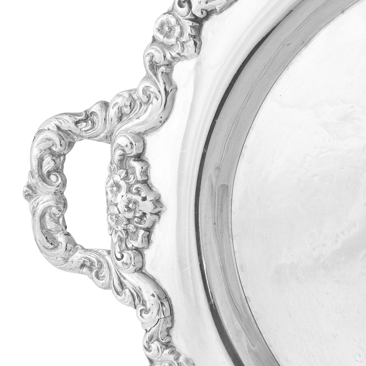 Detail of Silver Oval Tray with Handles
