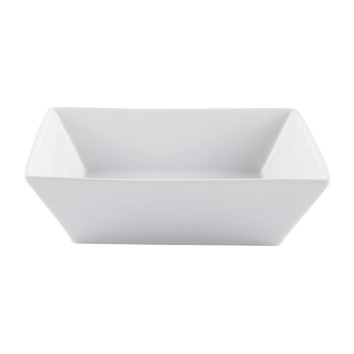 White Ceramic Square Bowl - 8"