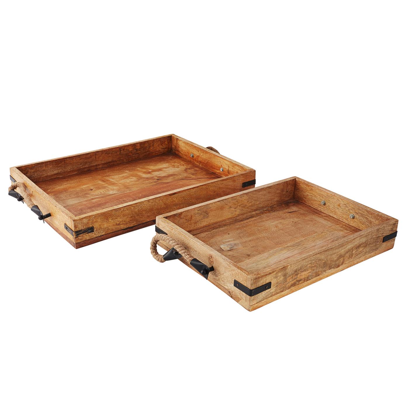 Wood Tray With Rope Handle