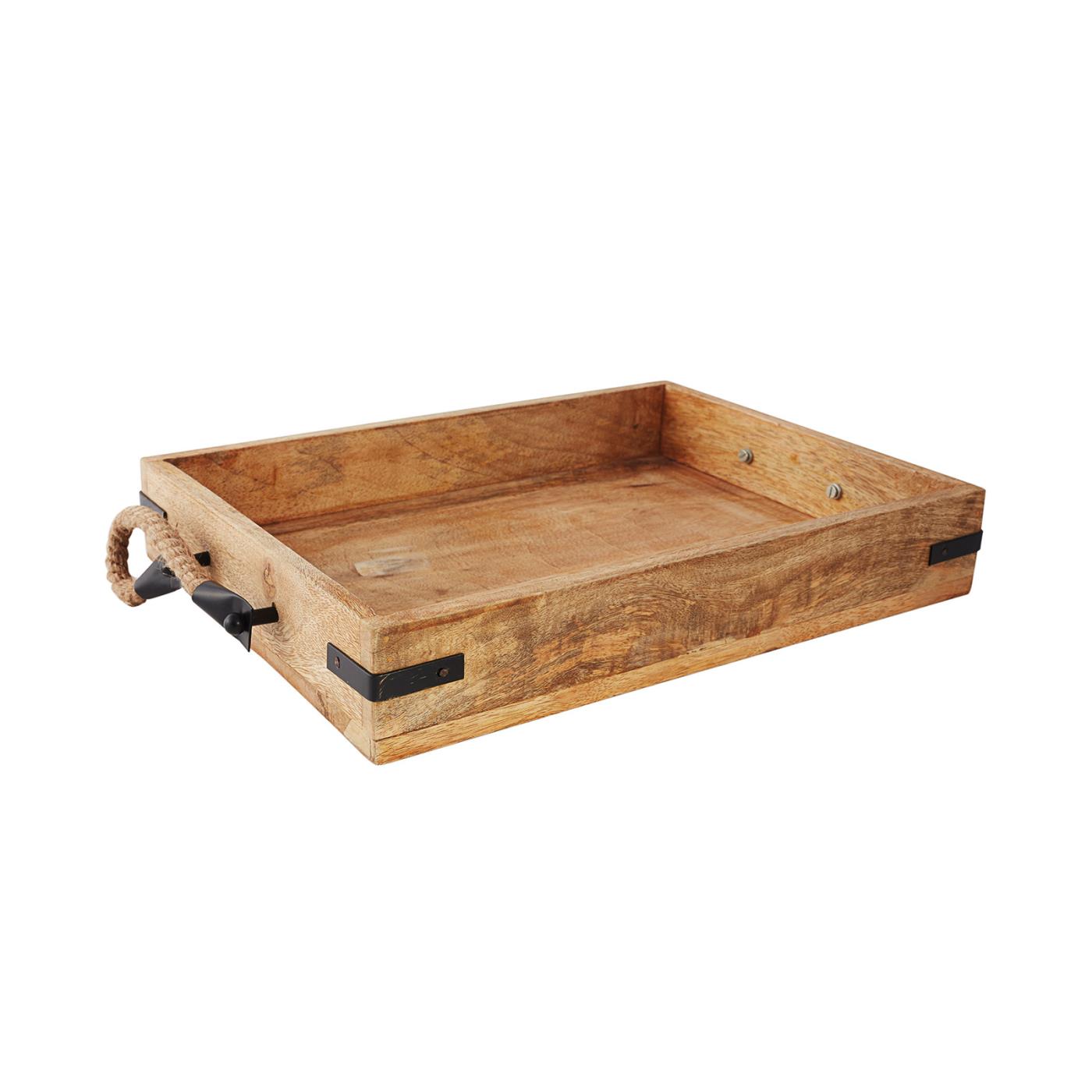 Wood Tray With Rope Handle - 12" x 16"