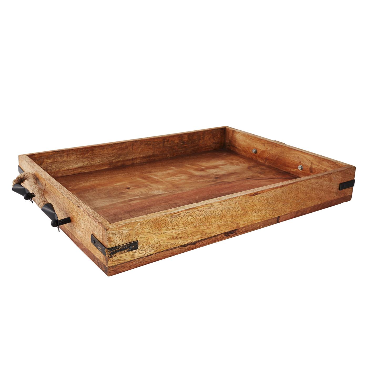 Wood Tray With Rope Handle - 15" x 20"