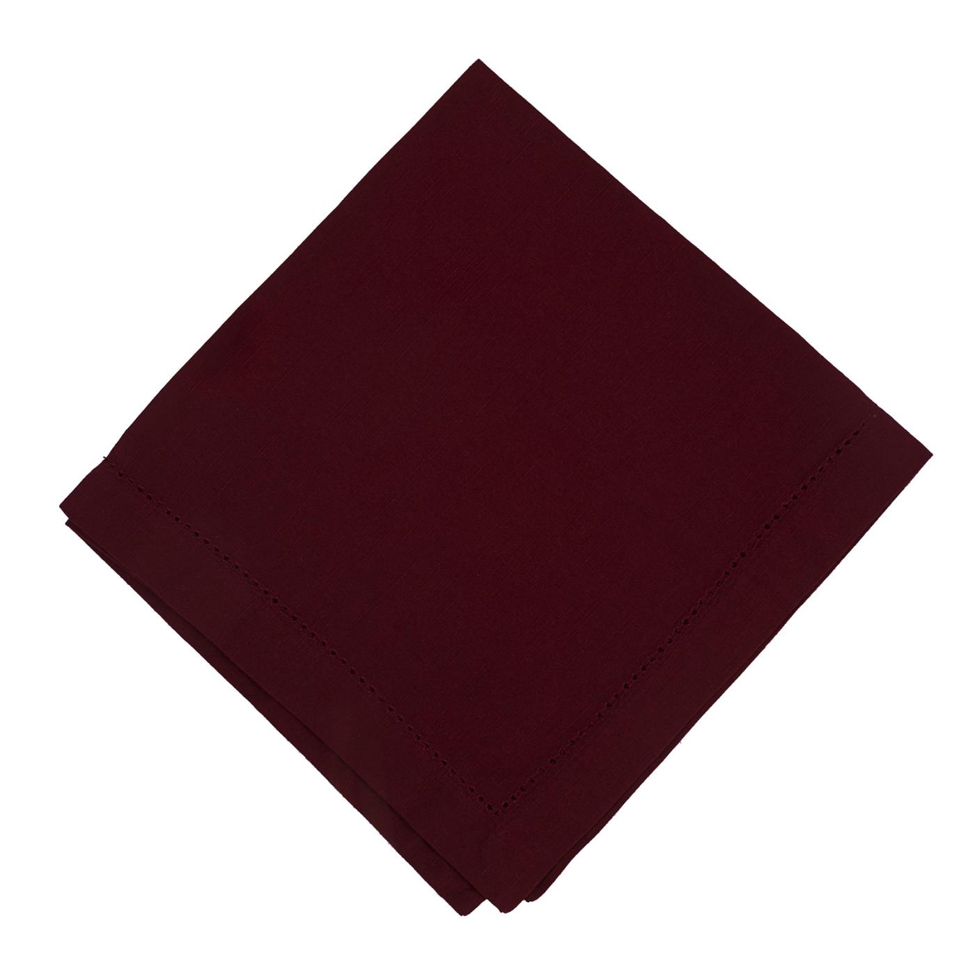 Burgundy - Linen - Hemstitched