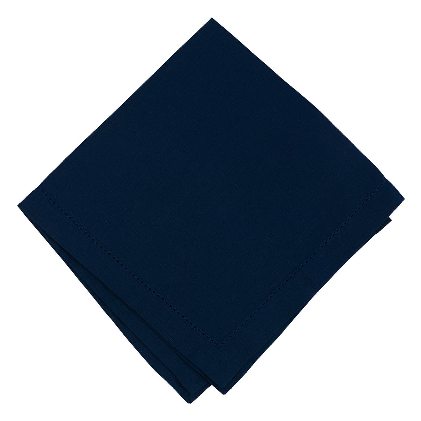 Navy - Linen - Hemstitched