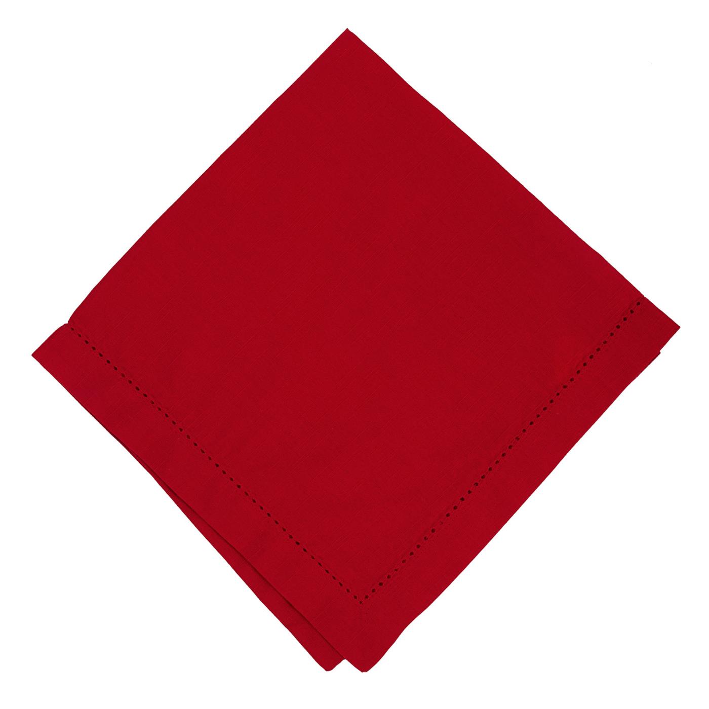 Red - Linen - Hemstitched