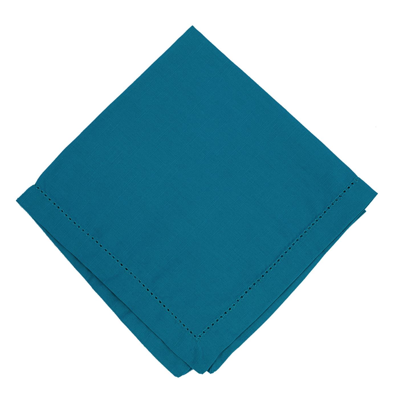 Turquoise - Linen - Hemstitched