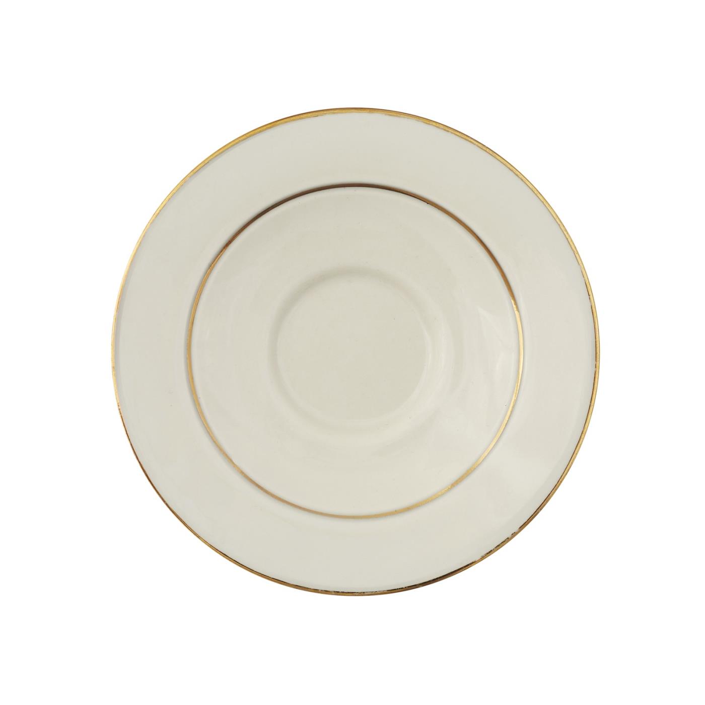 Ecru Gold Rim Demi Saucer 4.5