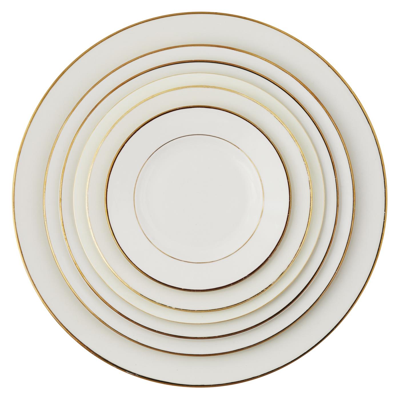 Ecru with Gold Rim Plate Collection