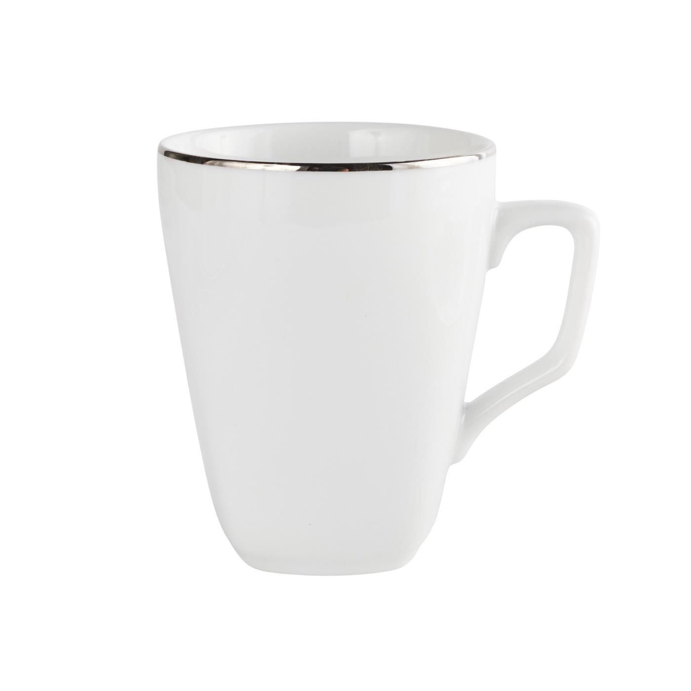 Lotus Silver Rim Square Mug 10oz.