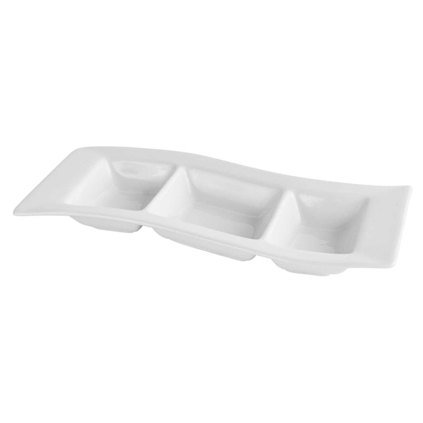 Wave Tasting Dish With 3 Compartments