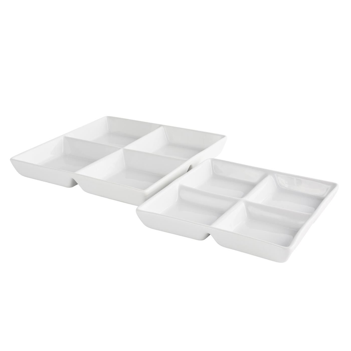 Ceramic Square 4 Compartment Tasting Dish