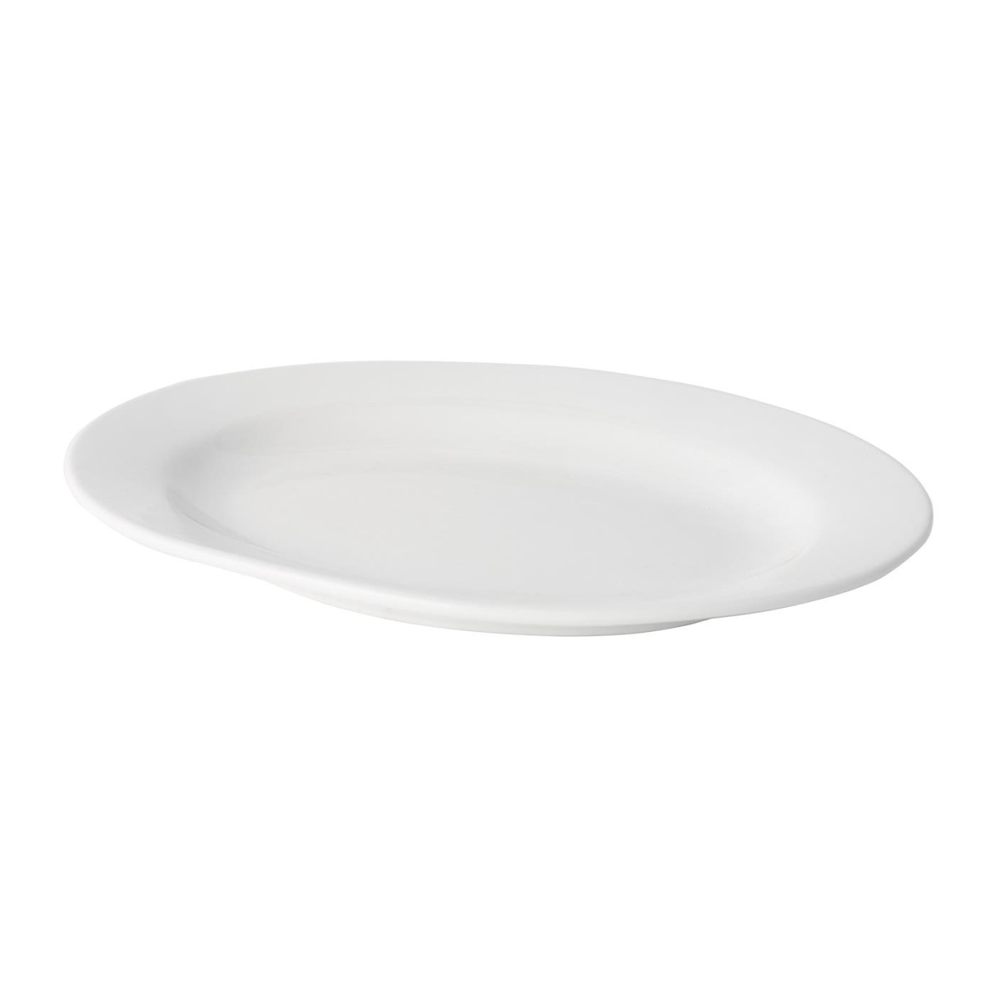 White Ceramic Oval Platter - 16"