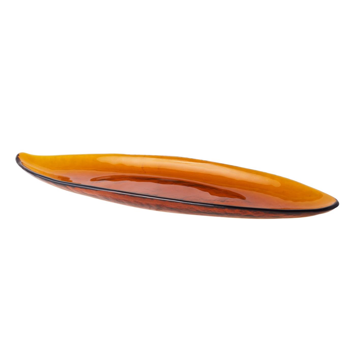 Canoe Glass Tray 6" x 18.5" - Amber