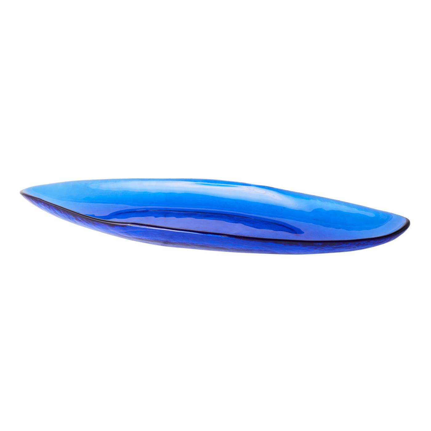 Canoe Glass Tray 18.5"x6.5" - Cobalt