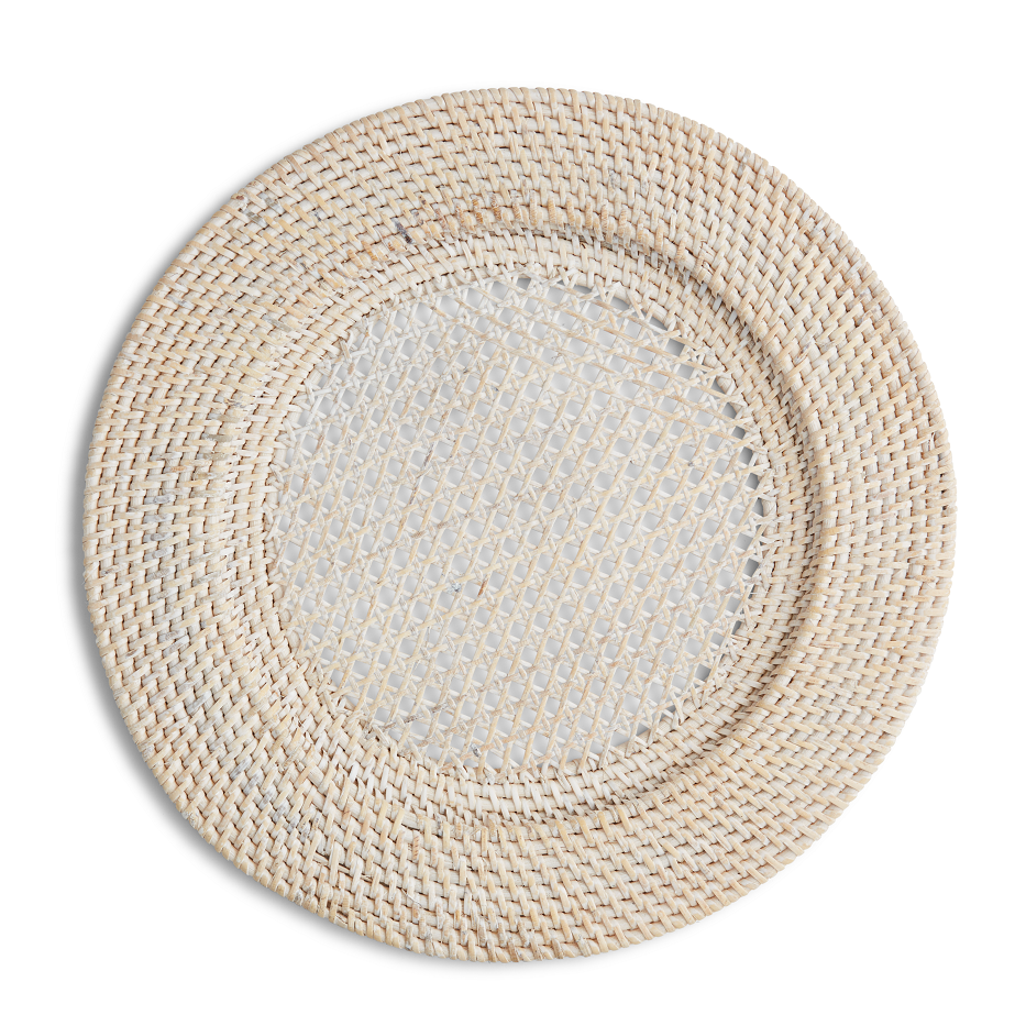 Whitewash Rattan Charger 13