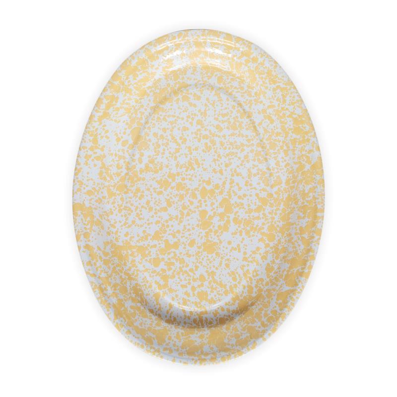 Splatter Tin Oval Platter 17.5", Yellow