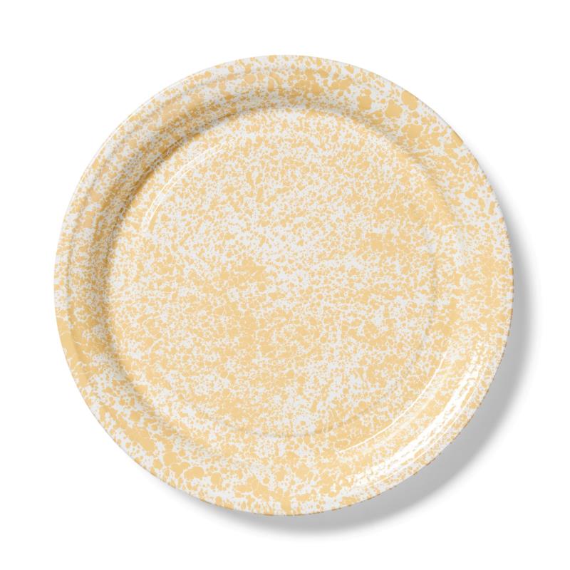 Splatter Tin Round Tray 20.5", Yellow