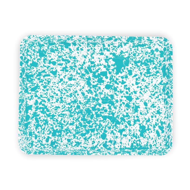 Splatter Tin Rectangle Tray, Turquoise