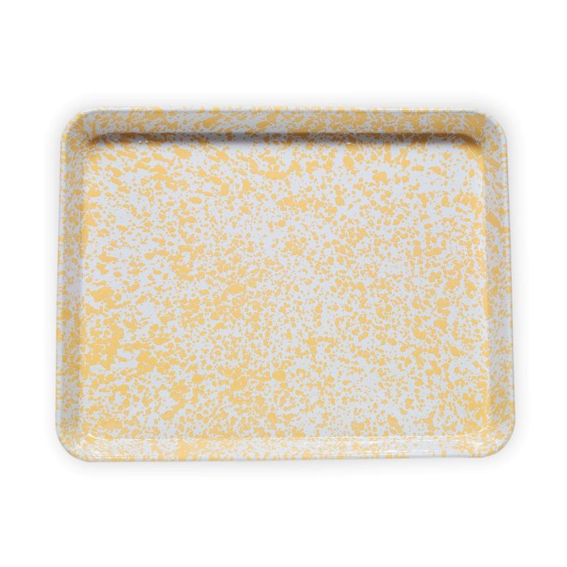 Splatter Tin Rectangle Tray, Yellow