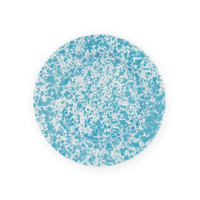 Tin Collection -  Splatter Tin Dinner Plate 10.25", Turquoise