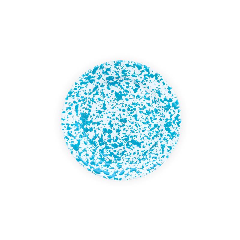 Tin Collection -  Splatter Tin Salad Plate 8", Turquoise