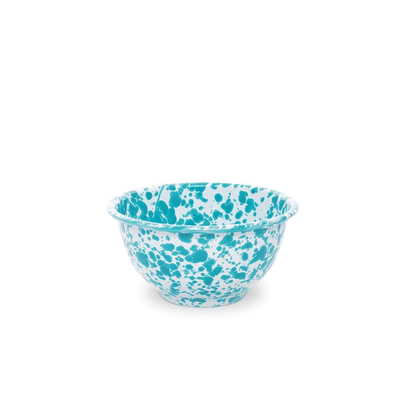 Splatter Tin Footed Bowl 5.25", Turquoise