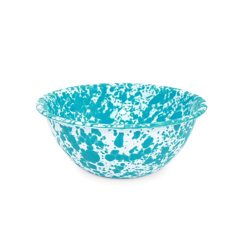 Splatter Tin Bowl 8.5", Turquoise
