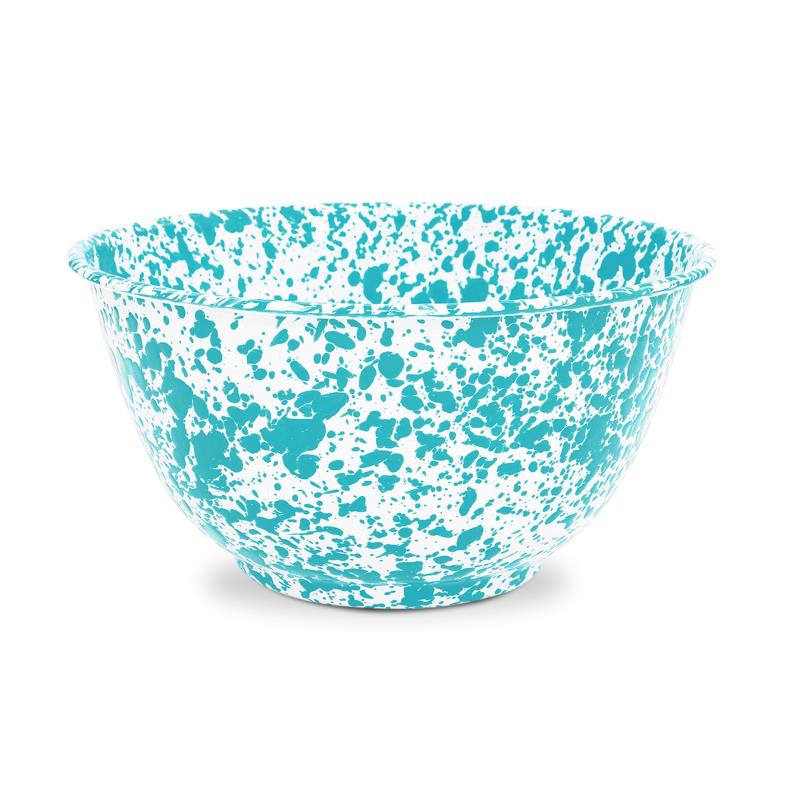 Splatter Tin Bowl 10.75", Turquoise