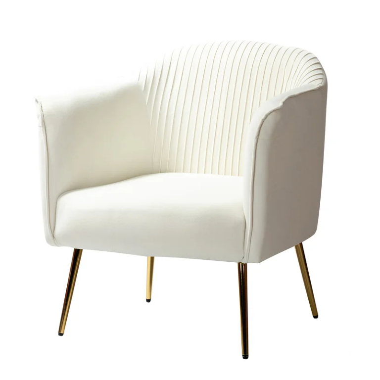 Mara Velvet Barrel Chair, Ivory