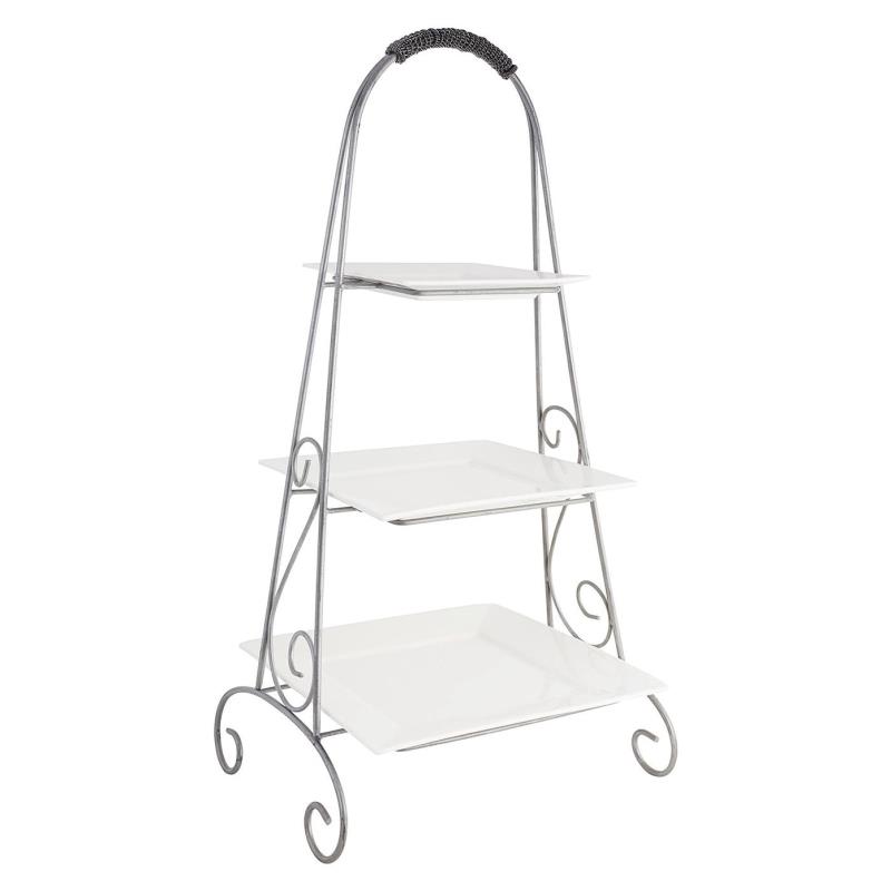 3-Tier Plate Stands - 3-Tier Arch Stand with White Square