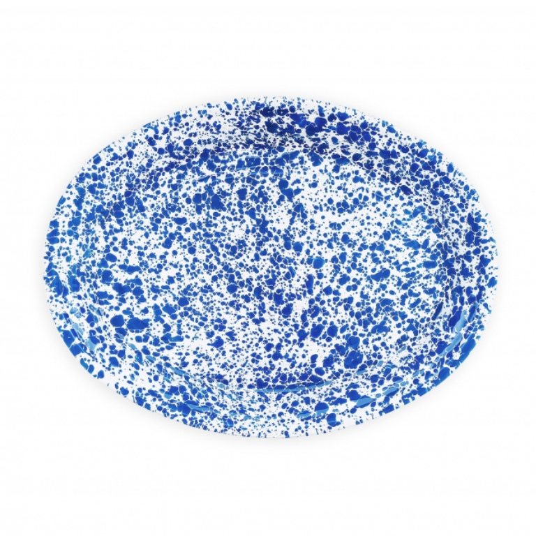 Splatter Tin Oval Platter 17.5", Blue