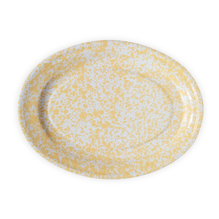 Splatter Tin Oval Platter 17.5", Yellow