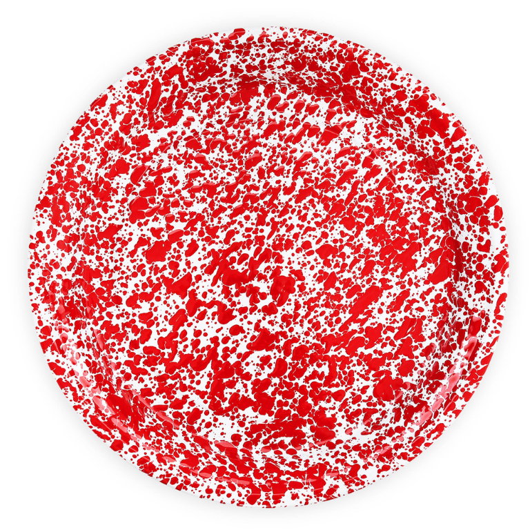 Splatter Tin Round Tray 20.5", Red