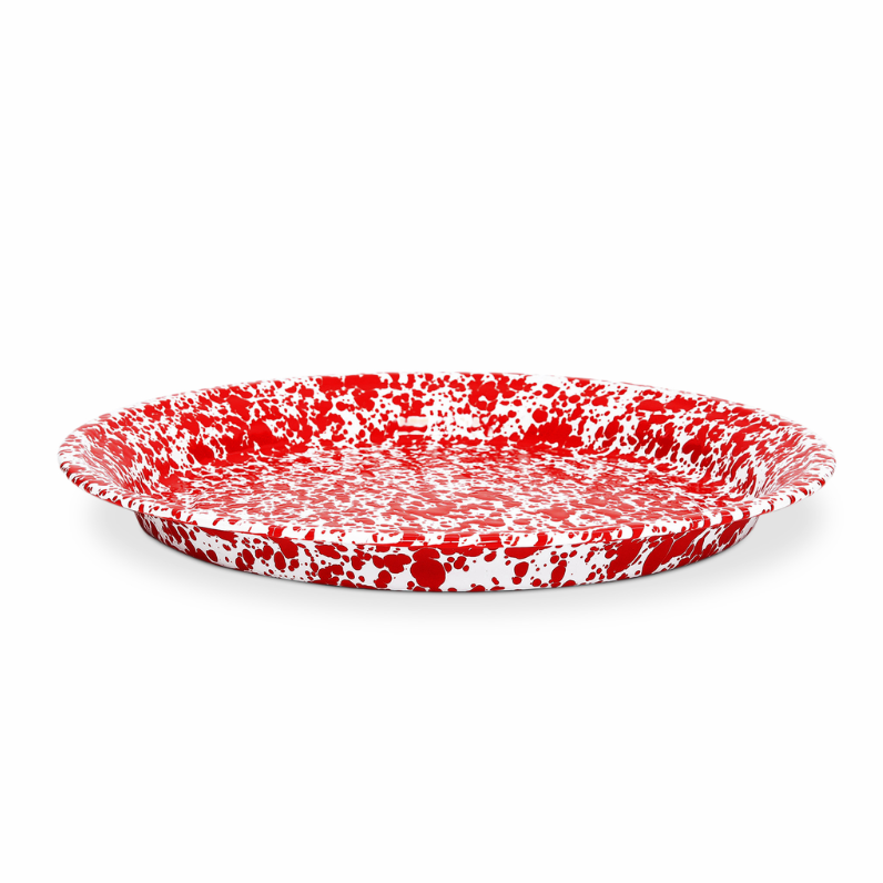 Splatter Tin Round Tray 20.5", Red