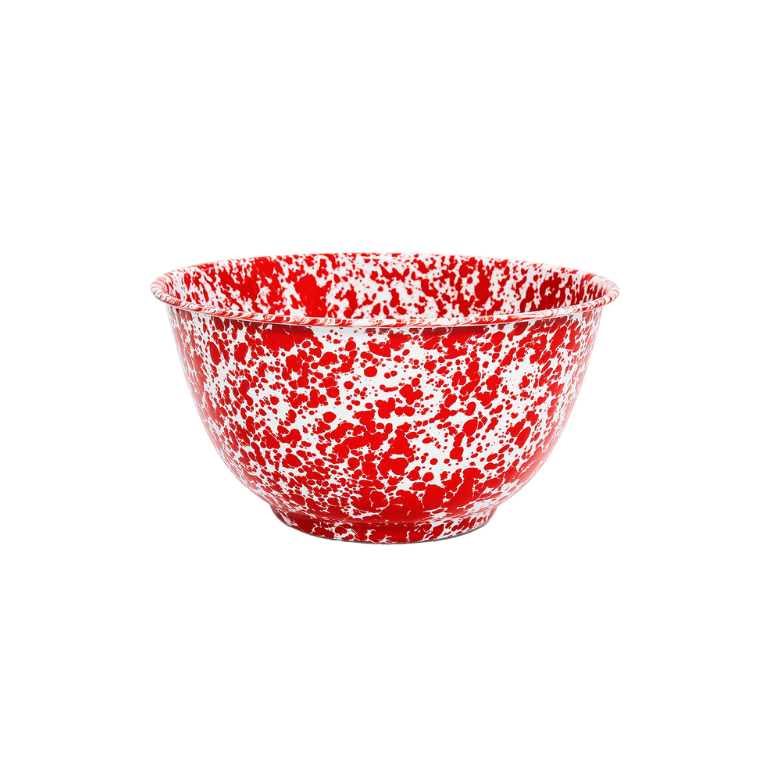 Splatter Tin Bowl 10.75", Red