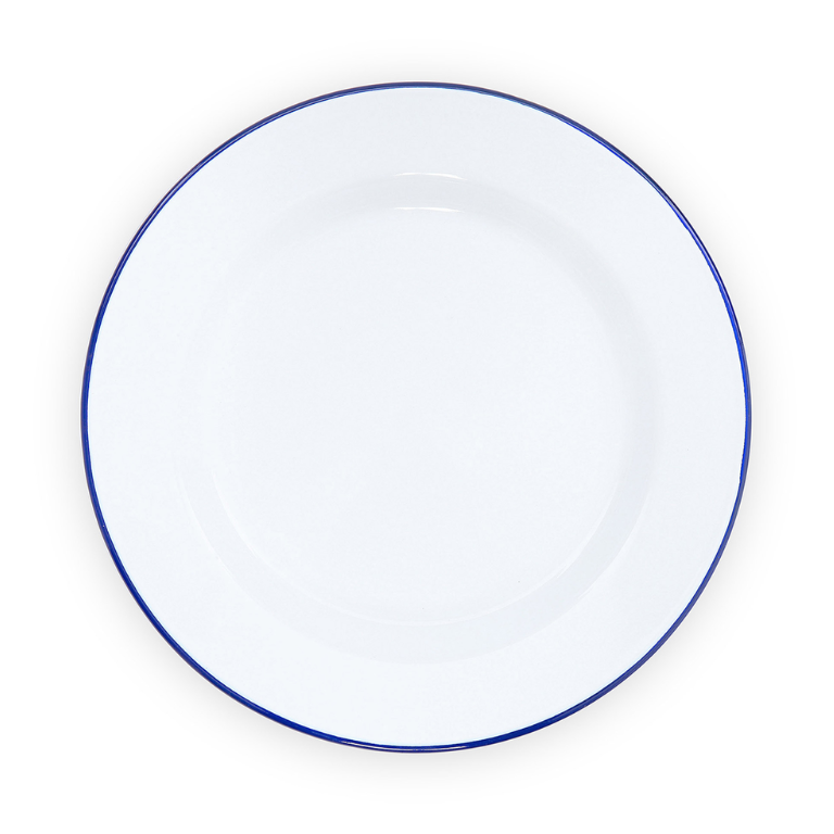 Tin Buffet Plate 12", Blue Rim