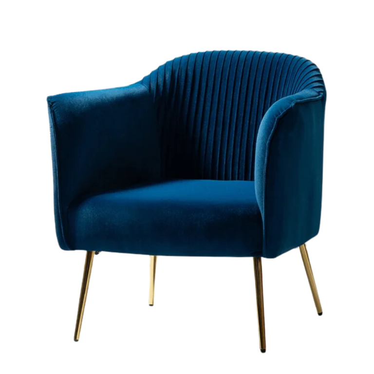 Mara Velvet Barrel Chair, Navy