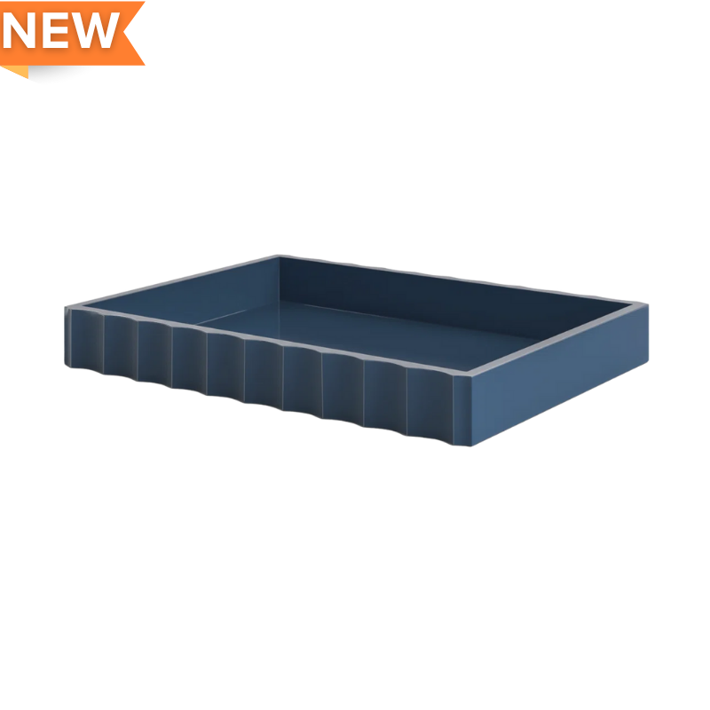Fluted Navy Serving Tray 16