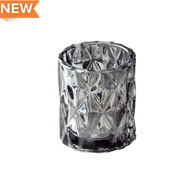 Faceted Votive - Smoke Grey