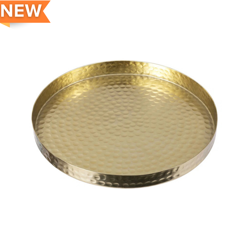 Hammered Gold Round Tray 11