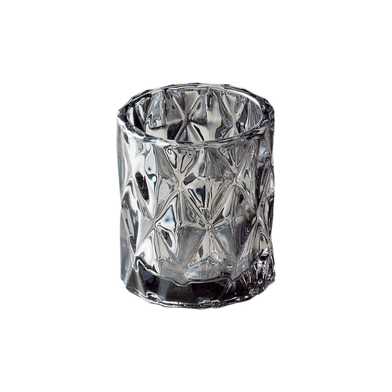 Faceted Votive - Smoke Grey
