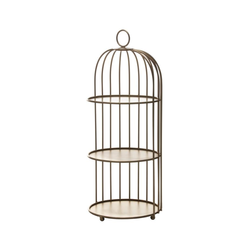 3-Tiered Gold Birdcage Stand