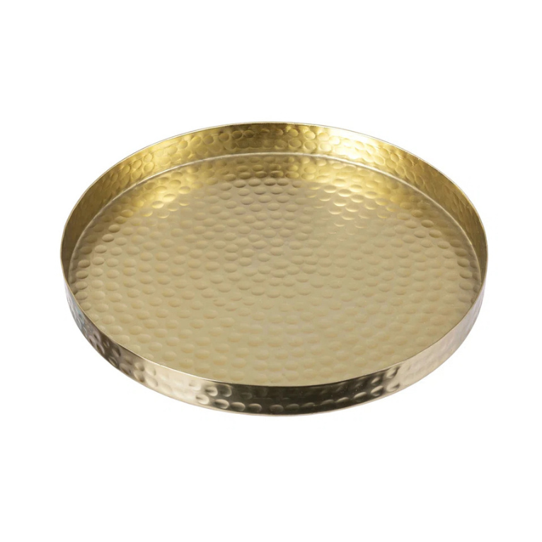 Hammered Gold Round Tray 11"